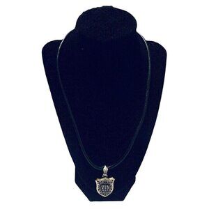 Stigma By Kim Min Sun Womens Necklace Silver With Black Plastic Rope